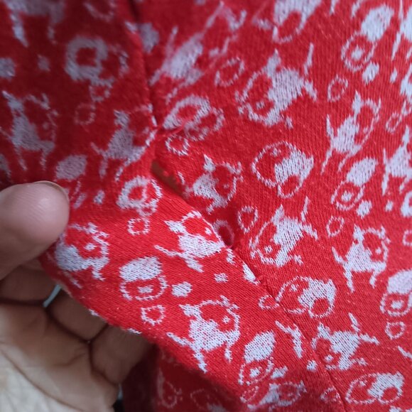 Vintage 6/8 Women's Romper 1of1 Red Sleeveless Fish Print 1970's Front Zipper - Picture 10 of 12